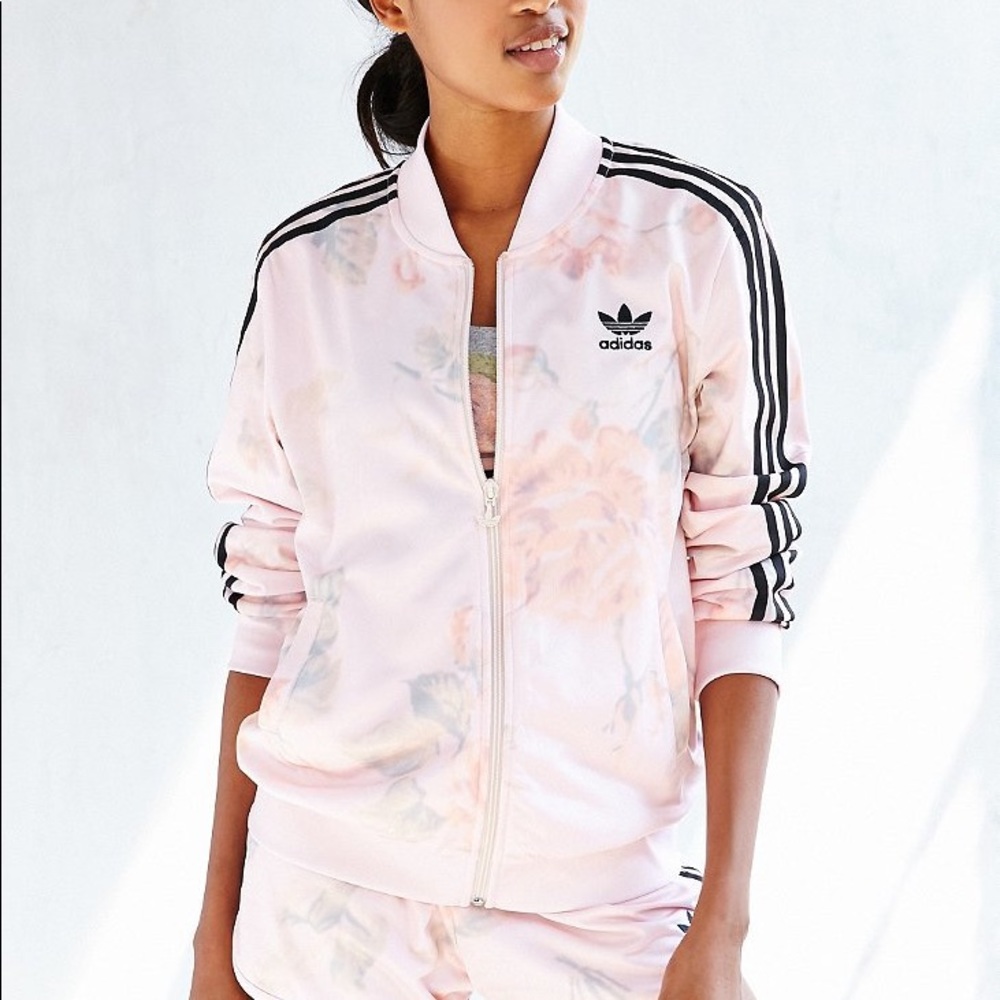 Adidas Pink Floral Track Jacket, size L